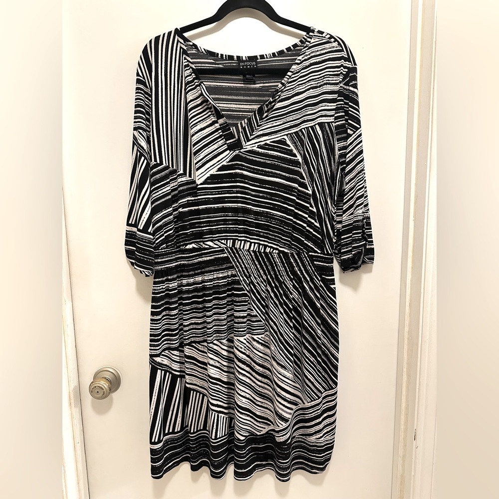Enfocus Black and White Striped Dress size 18W